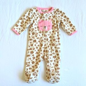 carter's animal print fleece zipper footie sleeper pajamas 3 months baby girl